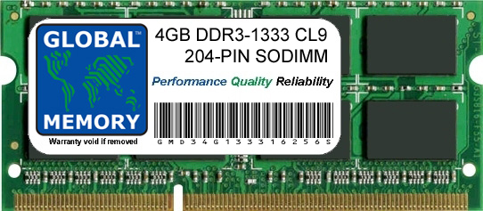 4GB DDR3 1333MHz PC3-10600 204-PIN SODIMM MEMORY RAM FOR TOSHIBA LAPTOPS/NOTEBOOKS